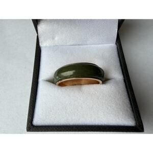 14k Solid Yellow Gold Eternity Jade Band New Never Worn